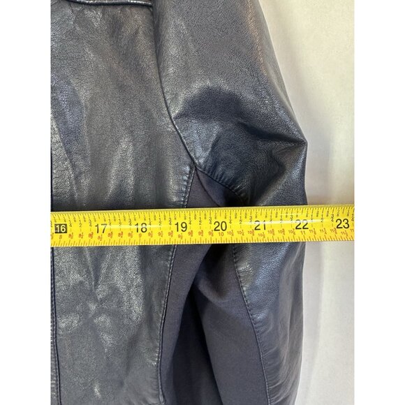 Kenneth Cole Reaction Navy Faux Leather Moto Jacket XL Stretch Designer - Picture 14 of 16
